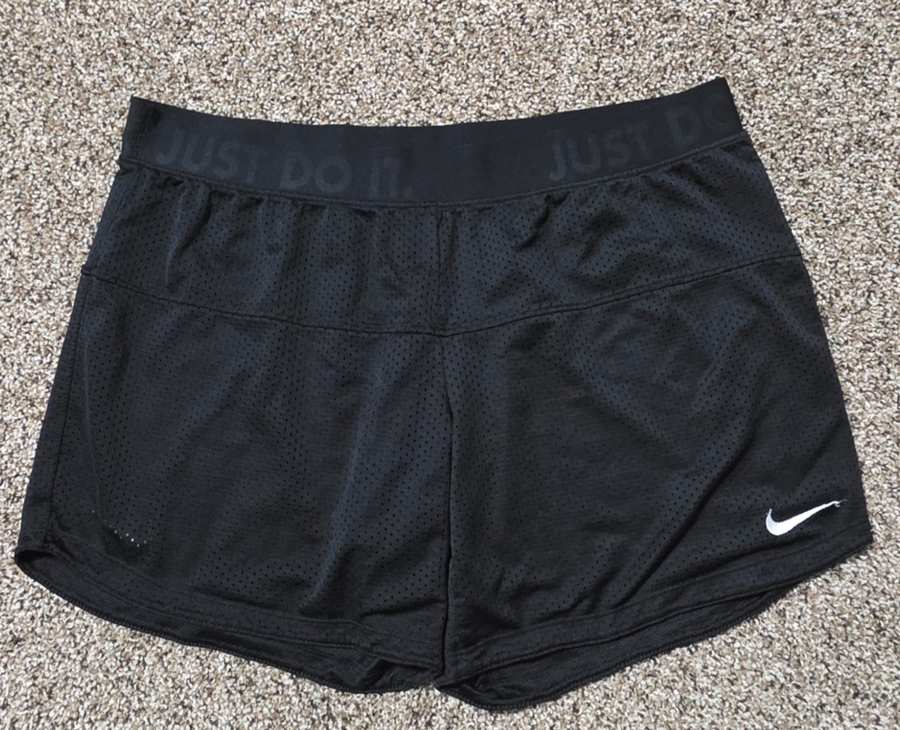 Nike Dri-Fit Mesh Shorts, Black Just Do It, Running and Exercise Size M
